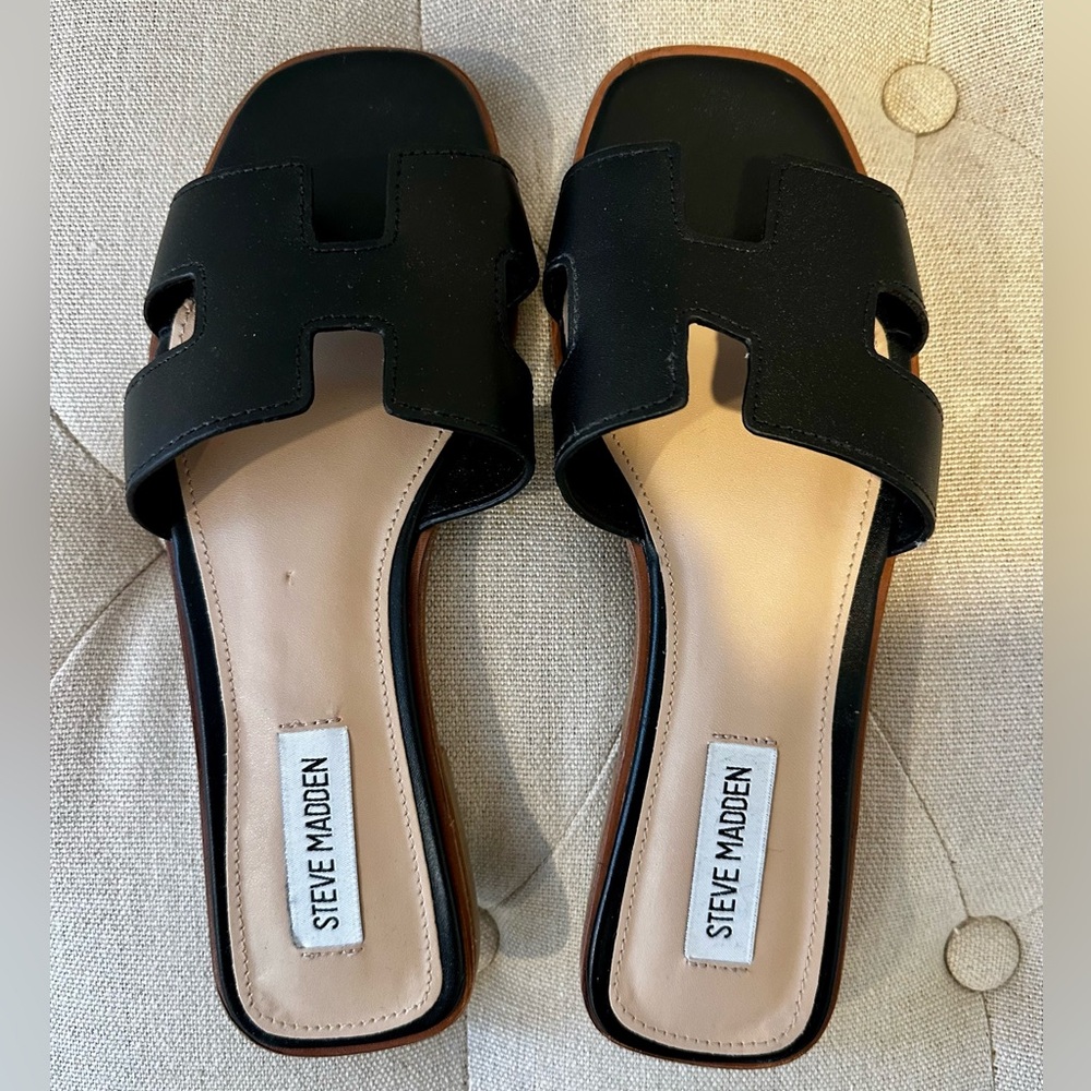 Steve Madden Black Slide Sandals